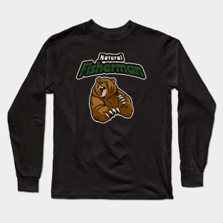 Grizzly Natural Fisherman Design Long Sleeve T-Shirt